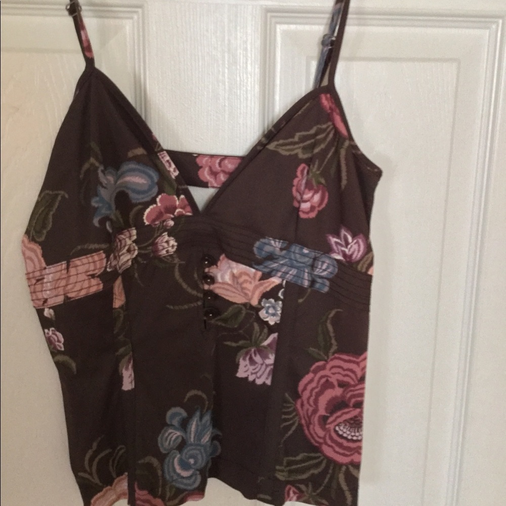 Karen Miller floral top w/cut outs
